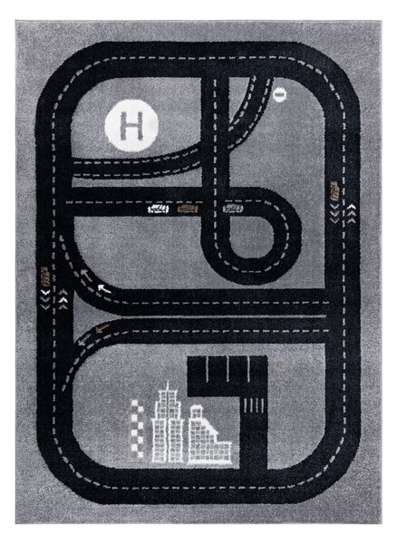 Covor FUN Track pentru copii, strada, oraș, gri