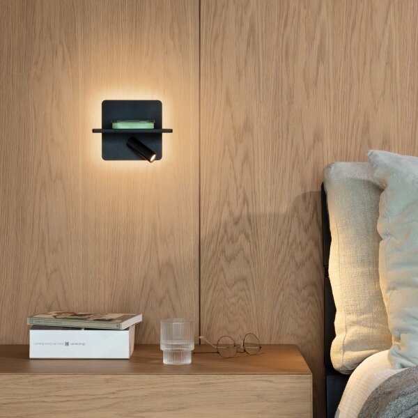 Ideal Lux - Aplica spot de perete PIANO LED/10W/230V CRI 90 USB negru