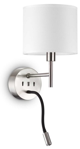 Lampă LED de perete cu montură Ideal Lux SET UP 1xE27/42W+LED/3W/230V USB crom