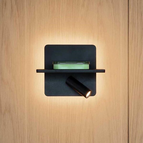 Ideal Lux - Aplica spot de perete PIANO LED/10W/230V CRI 90 USB negru