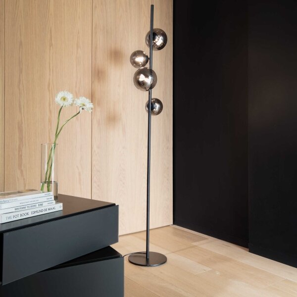 Ideal Lux - Lampă de podea LED PERLAGE 4xG9/3W/230V negru/fumuriu