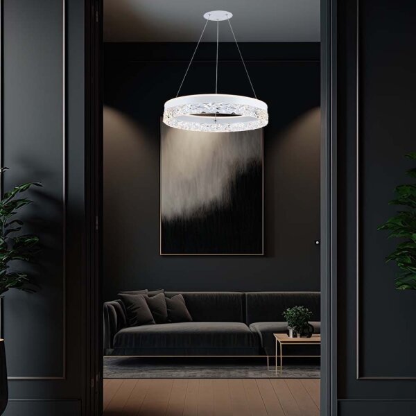 Lustră LED pe cablu LED/25W/230V 3000K d. 50 cm alb