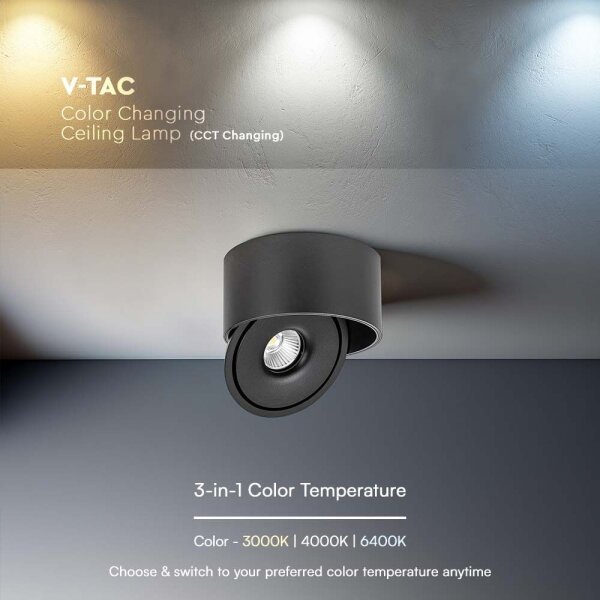 Spot LED/20W/230V 3000/4000/6400K negru