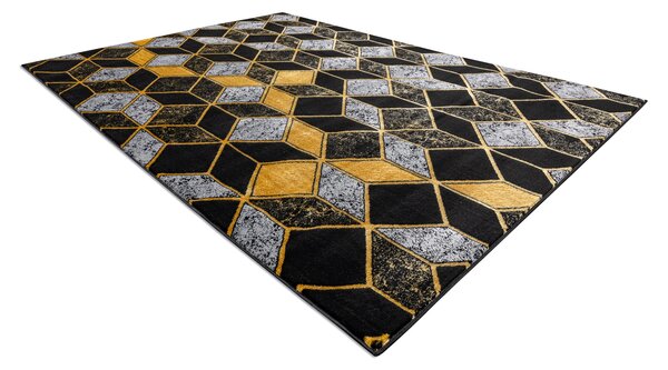 Modern GLOSS covor 400B 86 stilat, glamour, art deco, 3D geometric negru / aur