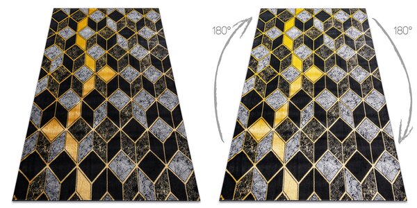 Modern GLOSS covor 400B 86 stilat, glamour, art deco, 3D geometric negru / aur