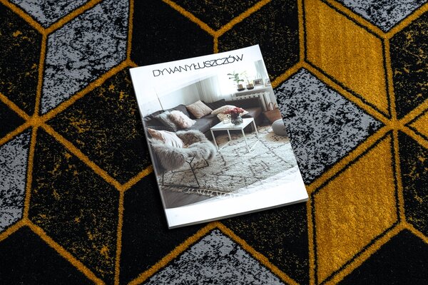Modern GLOSS covor 400B 86 stilat, glamour, art deco, 3D geometric negru / aur