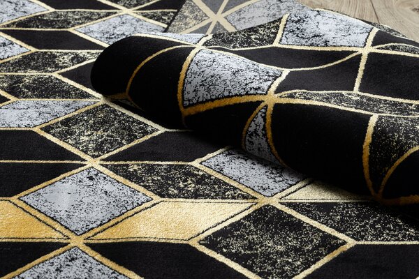 Modern GLOSS covor 400B 86 stilat, glamour, art deco, 3D geometric negru / aur