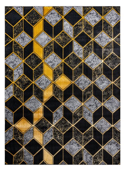 Modern GLOSS covor 400B 86 stilat, glamour, art deco, 3D geometric negru / aur