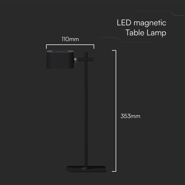 Lampă de birou LED magnetică reglabilă 4în1, 3W, 5V, 3000-6000K, 1800 mAh, negru