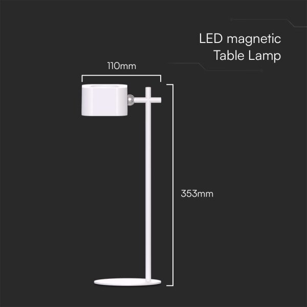 Lampă LED birou magnetică reglabilă 4în1 LED/3W/5V 3000-6000K 1800mAh albă