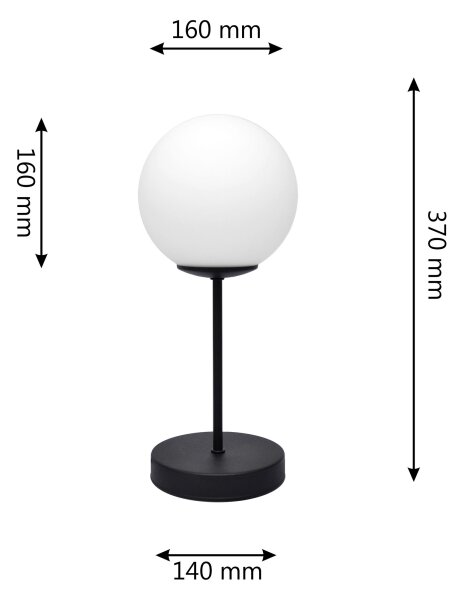 Lampă de masă MOON 1xE27/15W/230V negru