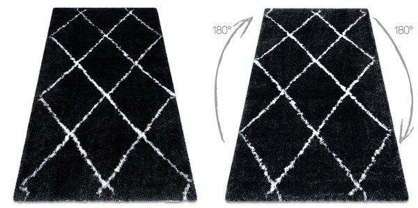 Covor FLUFFY 2373 shaggy spalier - antracit / alb