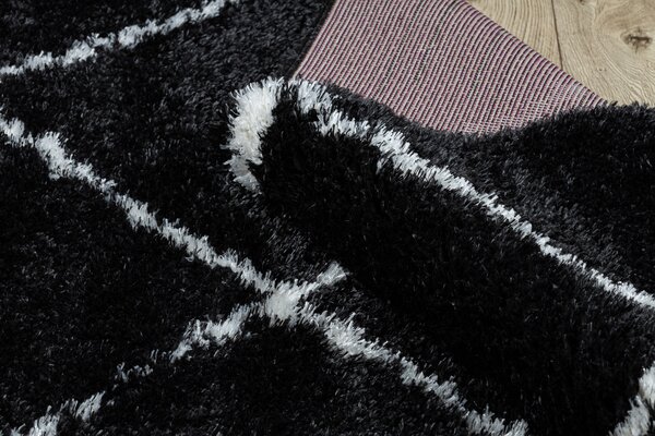 Covor FLUFFY 2373 shaggy spalier - antracit / alb