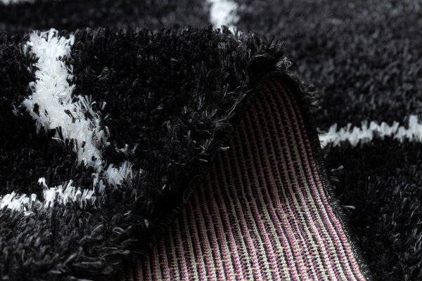 Covor FLUFFY 2373 shaggy spalier - antracit / alb