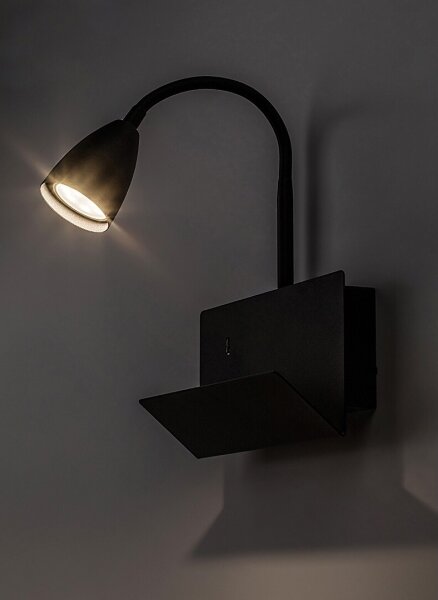 Lampă de perete cu raft Rabalux 71089 TACITO 1xGU10/25W/230V negru