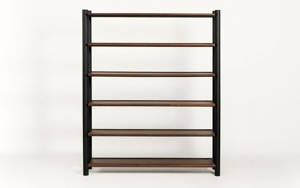 Bibliotecă lemn masiv Steekla, 152 × 39 × 183 cm - Nuc