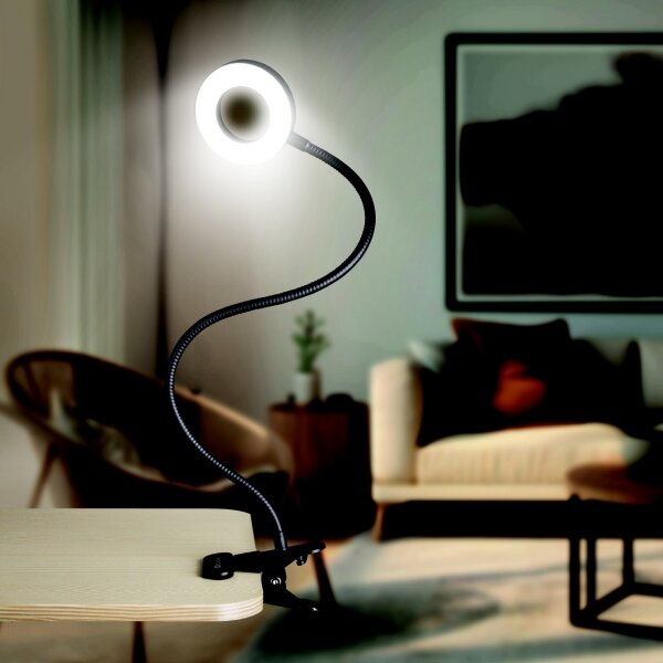 Lampa de birou cu clemă LED Solight WO66-B, reglabilă, 8W/230V, 3000/4000/5000K, negru