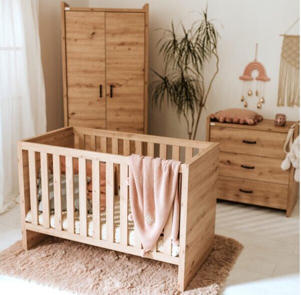 Dulap lemn masiv alb Amelie /Stejar, 84 × 190 × 50 cm - Alb