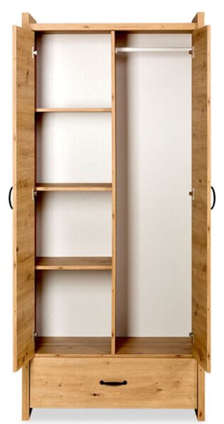 Dulap lemn masiv alb Amelie /Stejar, 84 × 190 × 50 cm - Alb