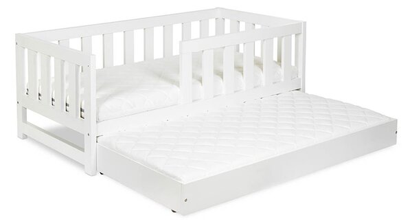 Pat lemn masiv alb pentru tineri Amelie 160×80cm /Stejar - Alb, Dulap pentru depozitare