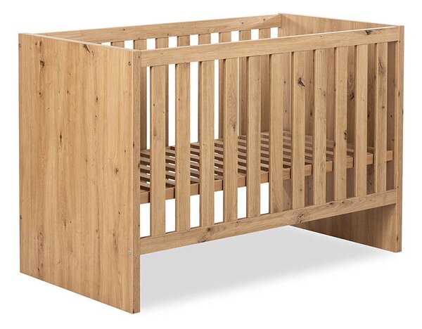 Pătuț lemn masiv alb pentru bebeluși Amelie II 120×60 cm /Stejar - Alb, Da