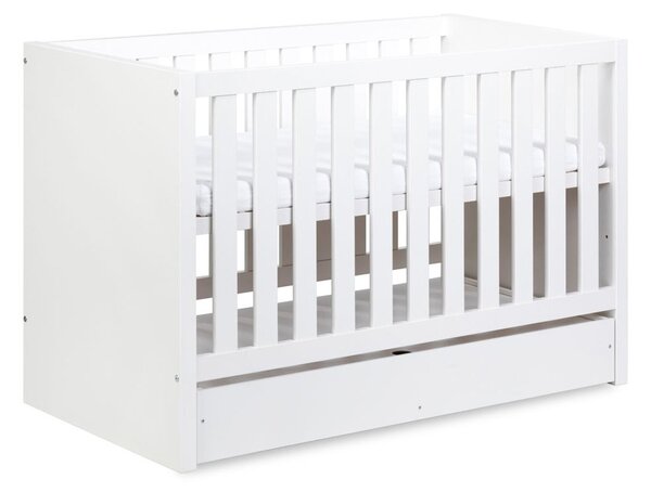 Pătuț lemn masiv alb pentru bebeluși Amelie II 120×60 cm /Stejar - Alb, Da