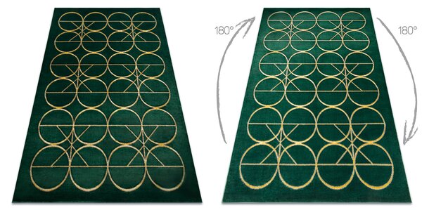 Exclusiv EMERALD covor 1010 glamour, stilat, cercuri sticla verde / aur