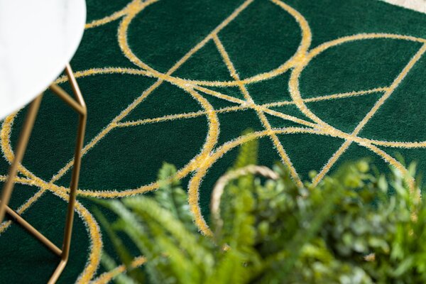 Exclusiv EMERALD covor 1010 glamour, stilat, cercuri sticla verde / aur