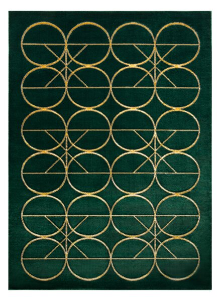 Exclusiv EMERALD covor 1010 glamour, stilat, cercuri sticla verde / aur
