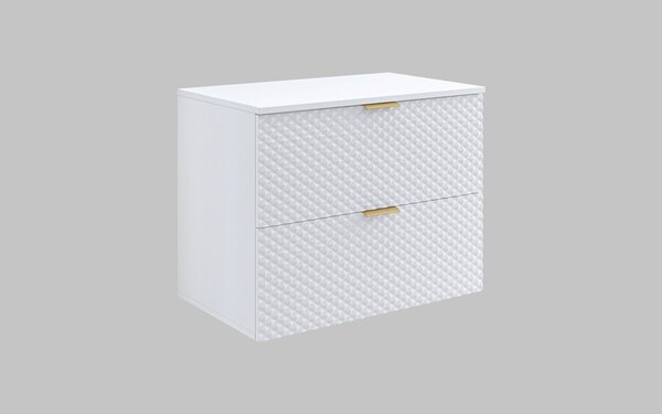 Corp lemn masiv de baie cu 2 sertare Liora, 80 × 63 × 49 cm - Alb