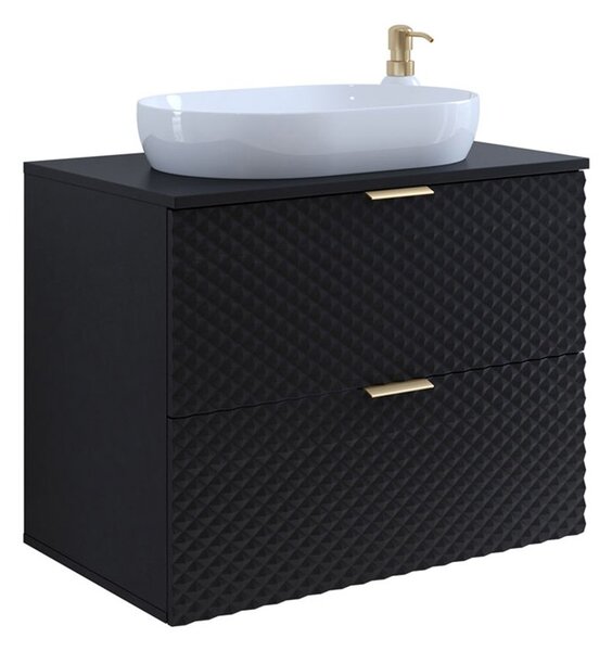 Corp lemn masiv de baie cu 2 sertare Liora, 80 × 63 × 49 cm - Alb