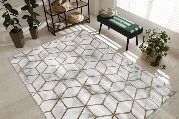 Exclusiv EMERALD covor 1014 glamour, stilat, cub cremă / aur