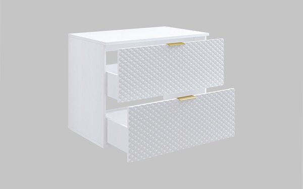 Corp lemn masiv de baie cu 2 sertare Liora, 80 × 63 × 49 cm - Alb