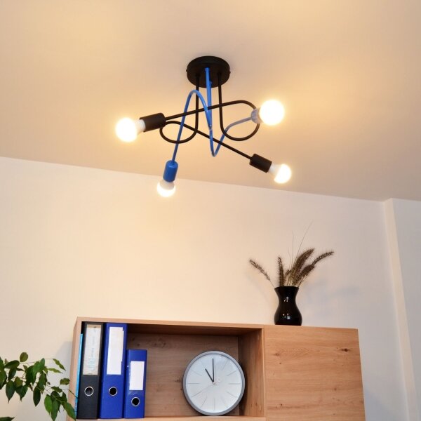 Lustră aplicată OXFORD 4xE27/15W/230V negru/albastru