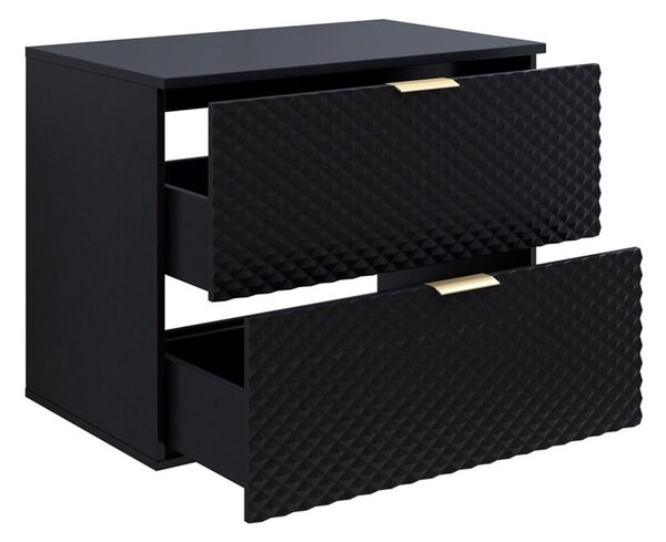 Corp lemn masiv de baie cu 2 sertare Liora, 80 × 63 × 49 cm - Alb