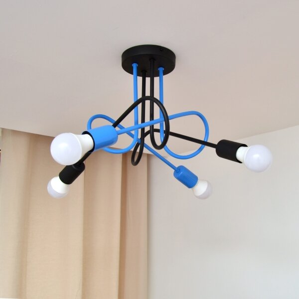 Lustră aplicată OXFORD 4xE27/15W/230V negru/albastru