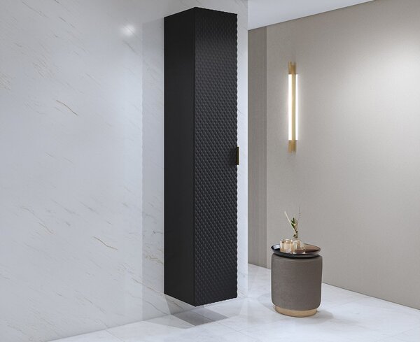 Corp lemn masiv de baie Liora, 35 × 186 × 35 cm - Negru