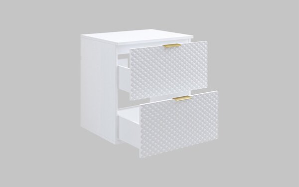 Corp lemn masiv de baie cu 2 sertare Liora, 60 × 63 × 49 cm - Alb
