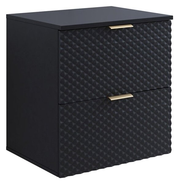 Corp lemn masiv de baie cu 2 sertare Liora, 60 × 63 × 49 cm - Negru