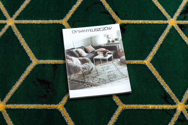 Exclusiv EMERALD covor 1014 glamour, stilat, cub sticla verde / aur