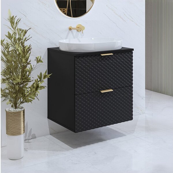 Corp lemn masiv de baie cu 2 sertare Liora, 60 × 63 × 49 cm - Alb