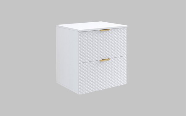 Corp lemn masiv de baie cu 2 sertare Liora, 60 × 63 × 49 cm - Alb