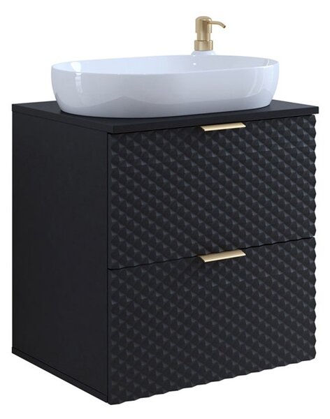 Corp lemn masiv de baie cu 2 sertare Liora, 60 × 63 × 49 cm - Alb