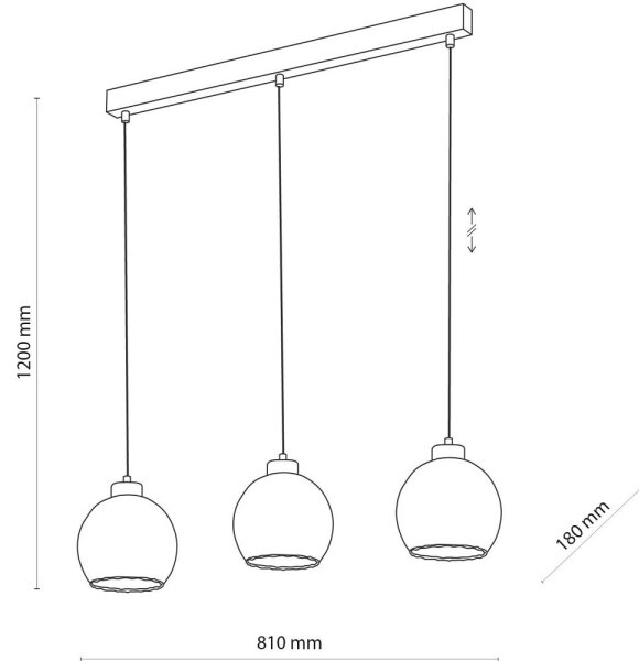 Lustră LED suspendată pe cablu DEVI 3xE27/15W/230V negru/bej fumuriu