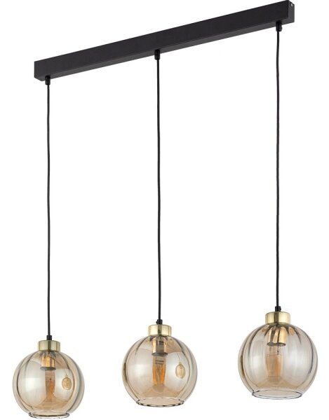 Lustră LED suspendată pe cablu DEVI 3xE27/15W/230V negru/bej fumuriu