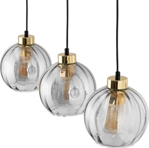 Lustră LED pe cablu DEVI 3xE27/15W/230V neagră/transparentă