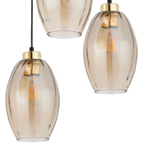 Lustră LED pe cablu SEBO 3xE27/15W/230V negru/bej fumuriu