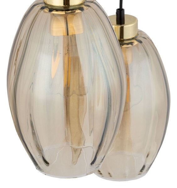 Lustră LED pe cablu SEBO 3xE27/15W/230V negru/bej fumuriu