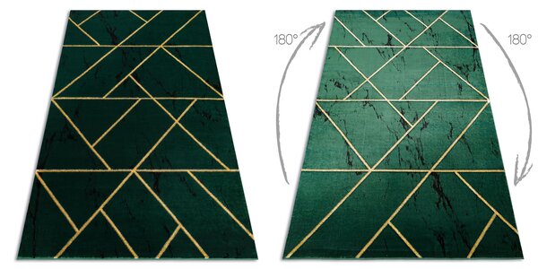 Exclusiv EMERALD covor 1012 glamour, stilat, geometric, marmură sticla verde / aur
