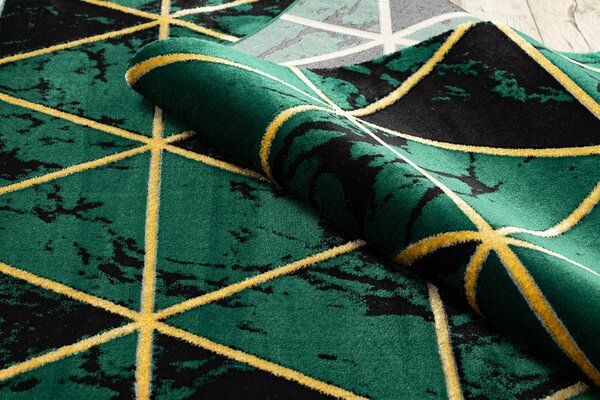 Exclusiv EMERALD covor 1020 glamour, stilat, marmură, triunghiurile sticla verde / aur